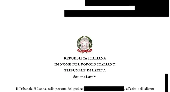 Estratto del provvedimento — Tribunale di Latina