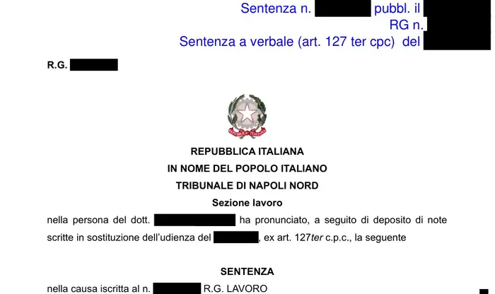 Estratto del provvedimento — Tribunale di Napoli Nord