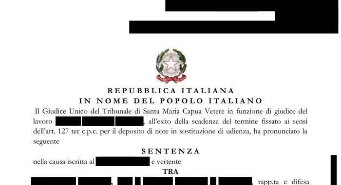 Estratto del provvedimento — Tribunale di Santa Maria Capua Vetere